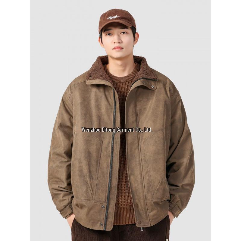 

Maillard Men s Retro Style Warm Lambswool Workwear Jacket 2024 Winter Outerwear L темно-коричневого кольору