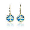 New Korean Style Golden Life Tree Round Disc Womens Versatile Earhook Earrings