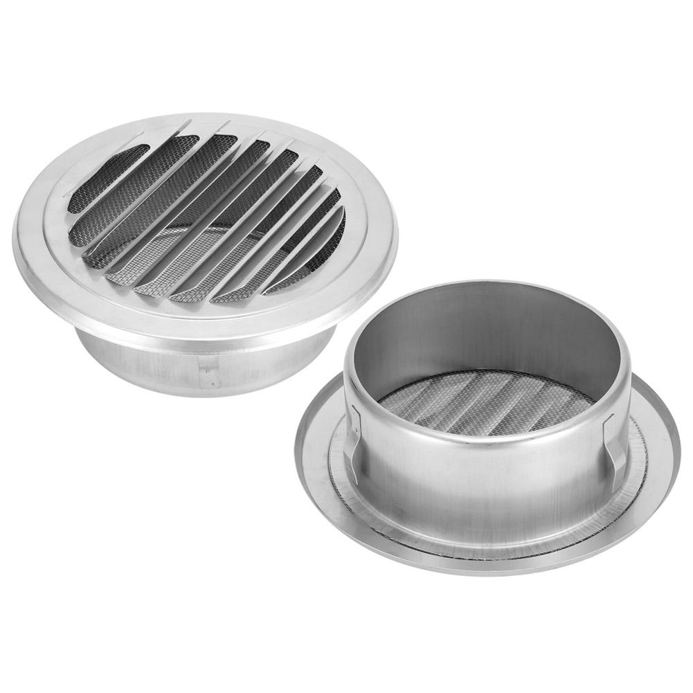Ventilation Pipe Cover Flat Grille Duct Vent Hood 304 Stainless Steel 125mm Diameter Windproof Insectproof