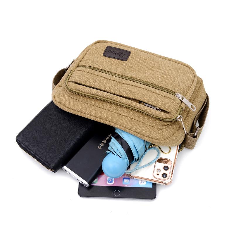 Men's Retro Fashion Canvas Crossbody Bag - Breathable, Solid Color Design