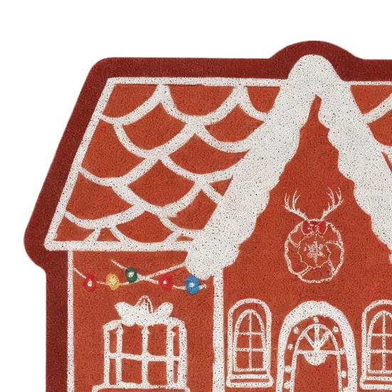 Gingerbread House Christmas Rug Gingerbread Welcome Door Mat Christmas Non Slip Entrance Rug