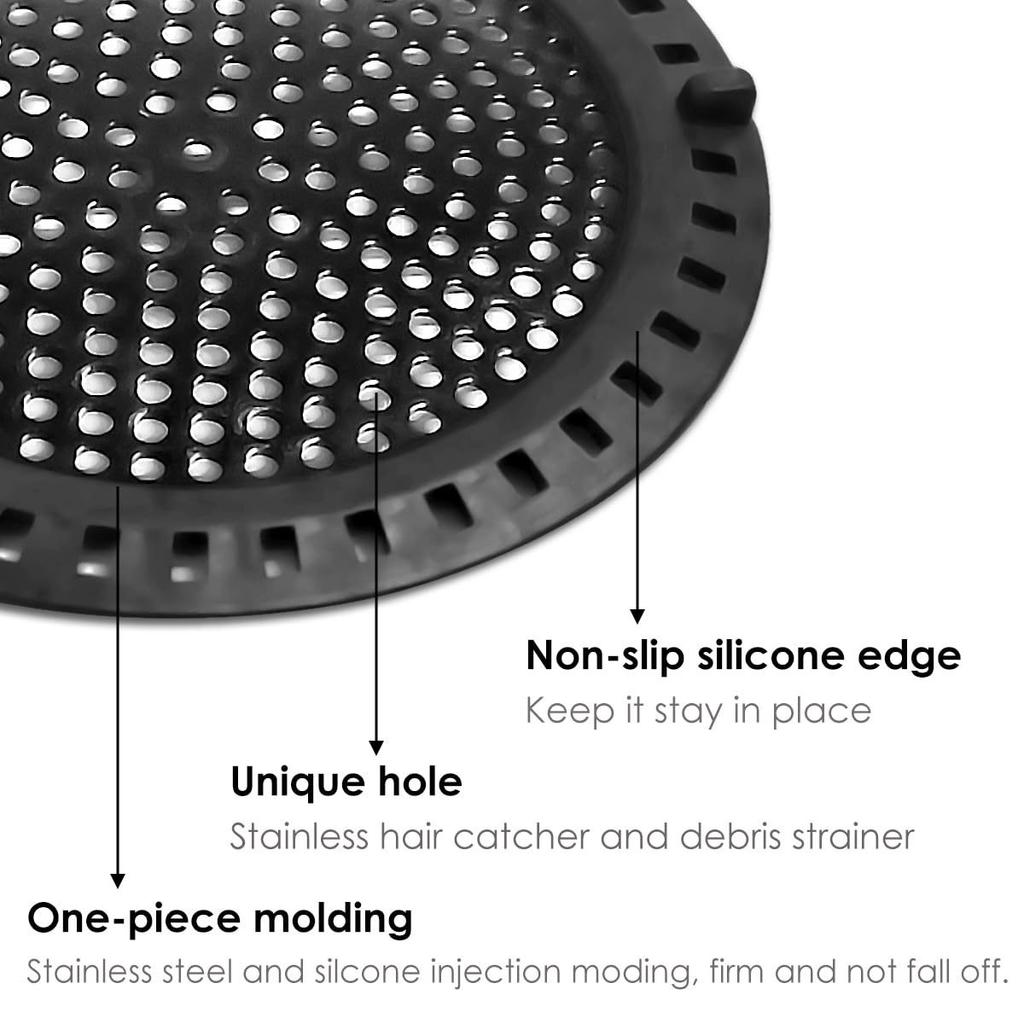 Shower Drain Filter Traps, Stainless Steel & Silicone Covers, Effective Debris Blocker for Bathtub & Bathroom Drainage