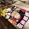 Jujutsu Kaisen Warm Flannel Blanket, Printed for Bed Sofa Chair, Ideal for Picnic Travel Home Decor -HYQ3