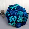 1pc Polynesian Pattern Automatic Folding Umbrella - 8-Rib Iron Frame, Windproof, Portable Sunshade with Plastic Handle for Travel & Outdoor