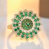 Gorgeous Inlaid White Green CZ Women's Ring Exquisite Gold Color Geometry Daily Wear Party Jewelry Anniversary Gift