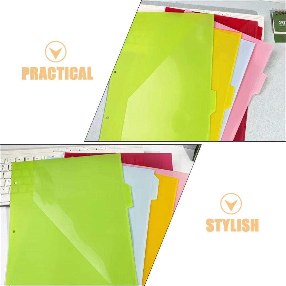 5Pcs Colored Labels Index Page Folders Document Organizer Binder Sheet Protectors for 3 Ring Binder