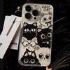 Cute Black & White Cat Clear Phone Case, Sweet Kitten Collage Shockproof Cover for iPhone