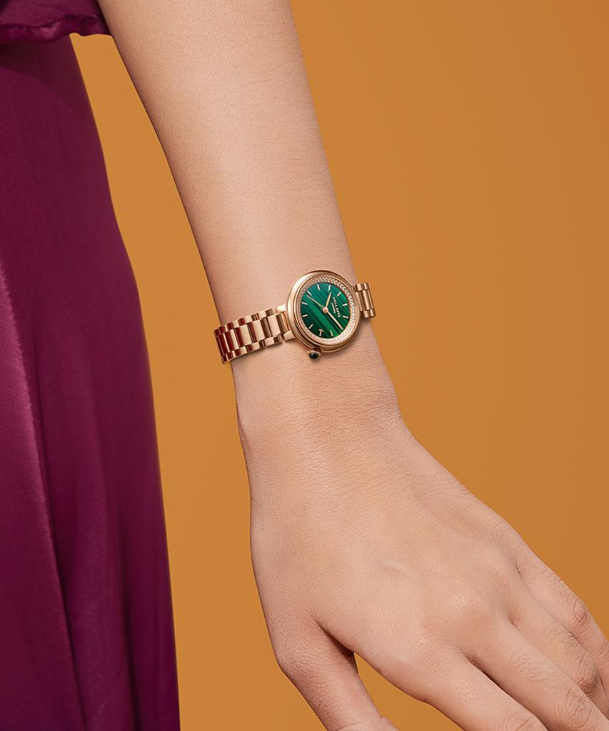 Lollalojeu Tea-Time Malachite Rose Gold Women'S Metal Watch