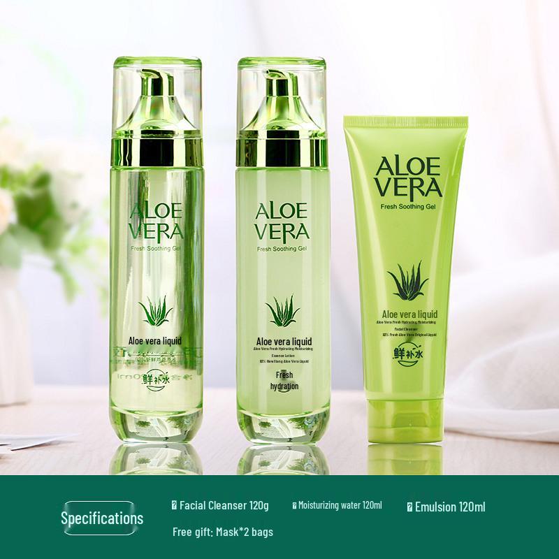 Korean Aloe Vera Skincare Set: Hydrating & Moisturizing Toner and Emulsion (Multiple Specifications, Free Shipping)