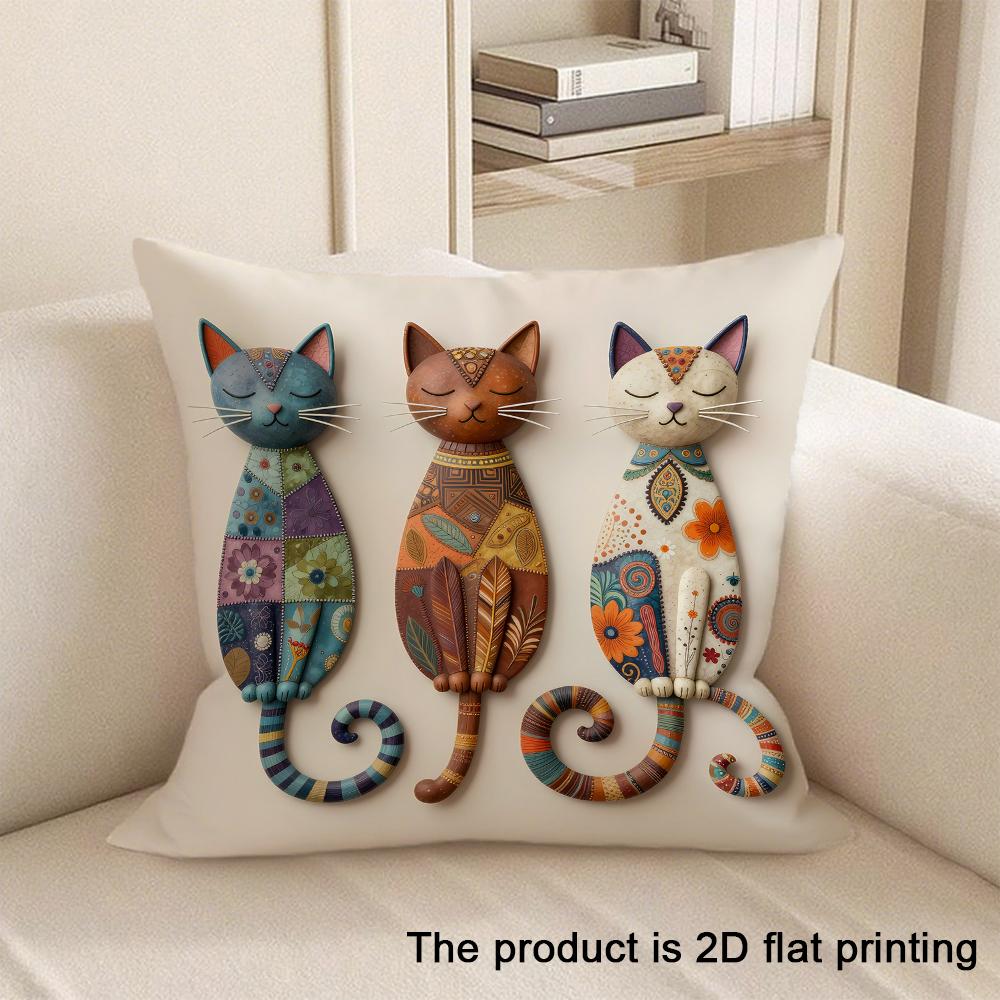 1pc Adorable 2D Flat Printed Pet & Animal Patterned Pillowcases Sofa cushion cover home bedroom room decoration