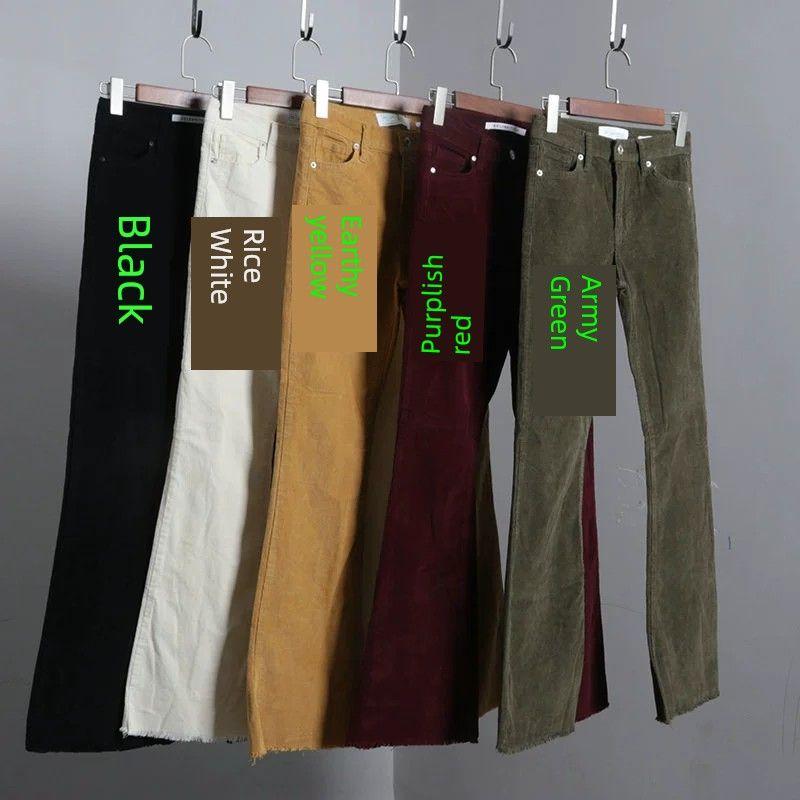 Corduroy High Waist Extra Long Vintage Color Jeans