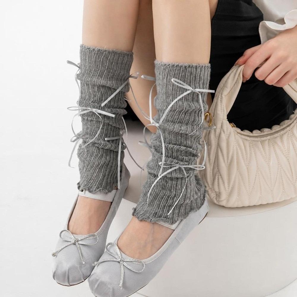 Bow Decor Sock Cuffs Cotton Slouch Socks Soft Fabric Leg Sleeves Girls