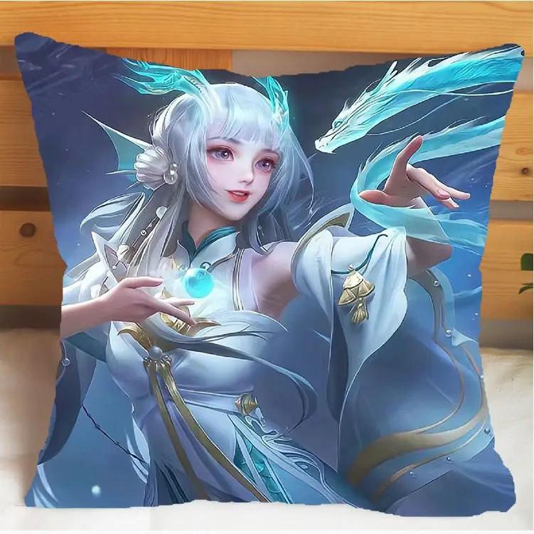 Arena of Valor Honor of Kings Xi Shi Polštář a Povlak na polštář Potah na polštářek Oboustranný tisk Plyšové Dekorační polštáře 40x40cm