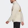 Adidas Colorblock Fleece Warm Logo Sports Stand Collar Jacket for Men, Off-White