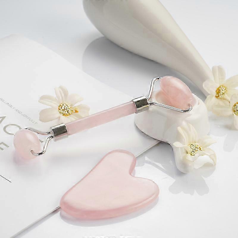 Jade Roller & Gua Sha, Face Roller, Facial Beauty Roller Skin Care Tools, BAIMEI Rose Quartz Massager for Face, Eyes, Neck, Body Muscle Relaxing and