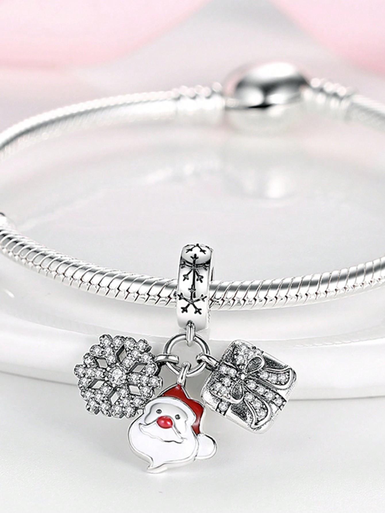 Посеребренные Оригинальные Шармы Рождественский Подарок Бусины Подходят для Браслета Женские Украшения Подарок