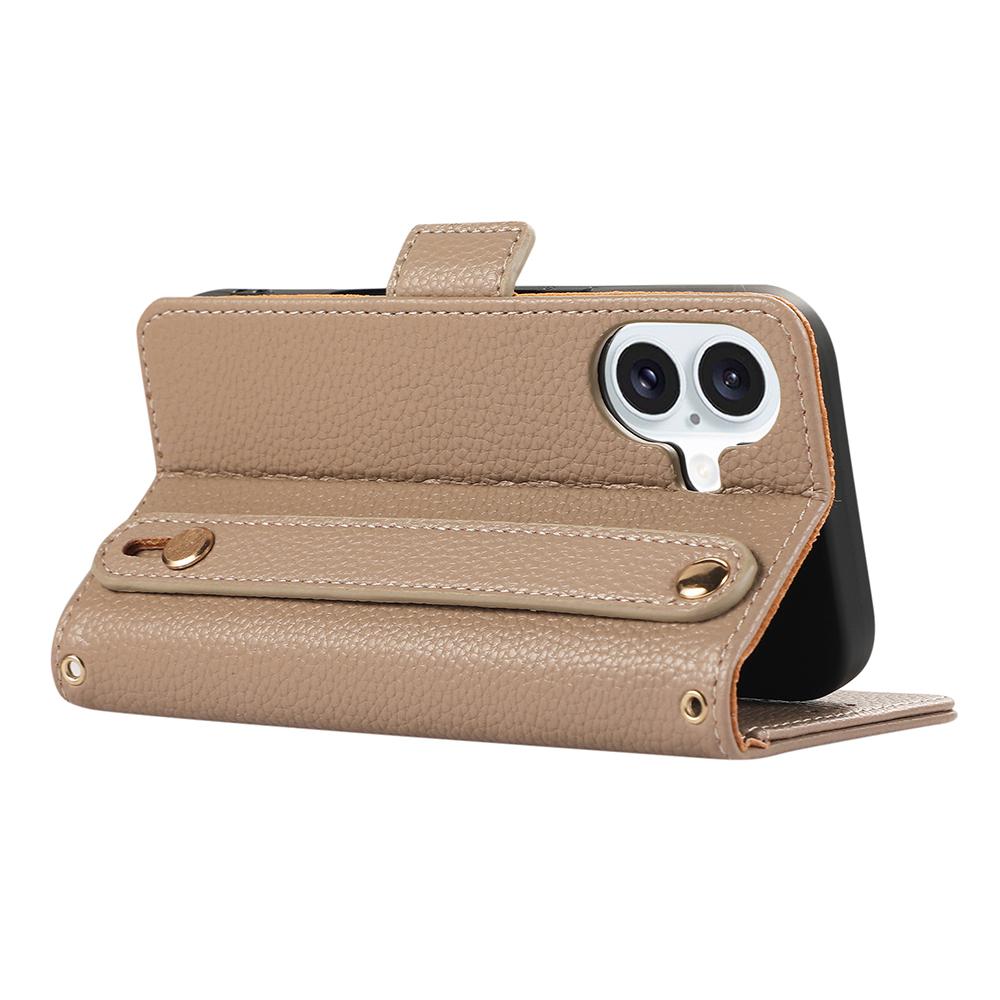For iPhone 16 Plus Leather Case with Card Holder,Straps,Shockproof Wallet Phone Cover
