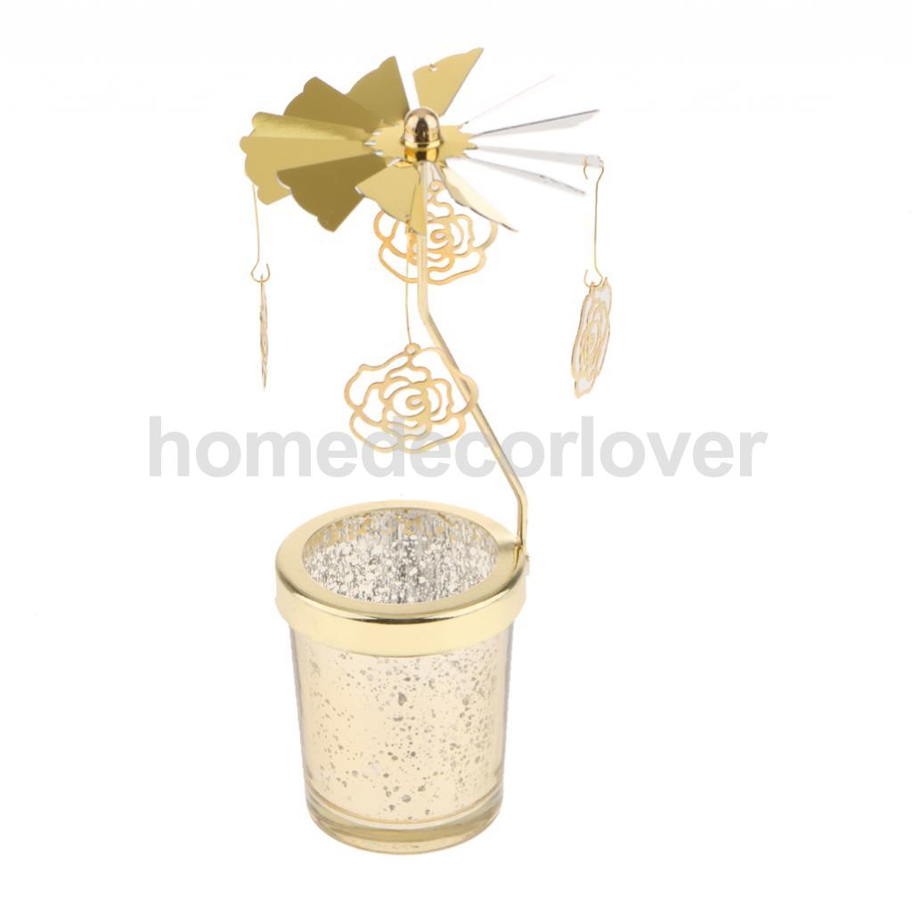 Carrousel Tealight Rotating Candle Holders Romantic Golden Night Light Creative Gifts Holiday Decorative Lamp