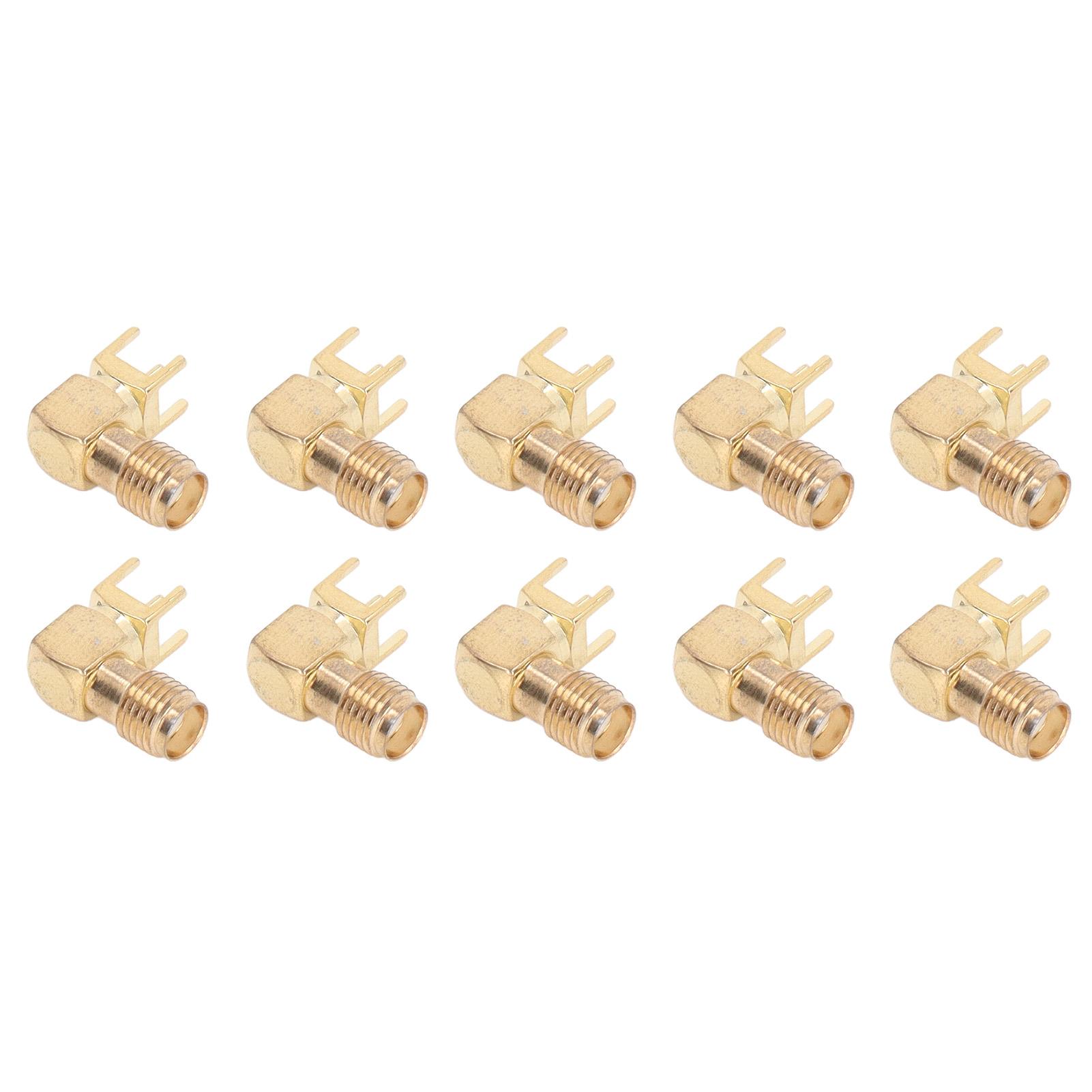 

10Pcs RF Connector Panel Bent 90 Degree 4 Pin Antenna Base PCB Board End Coaxial Adapter SMAKWE