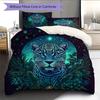 Colorful glowing leopard  Pattern Bedding Quilt Set Quilt Cover Pillowcase Home Decoration  Gift (1 * duvet cover + 2 * pillowcase, without core)