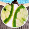 Fresh Fruit Lemon Round Beach Towel Microfiber Circle Towel Picnic Mat Absorbent Meditation Rug Yoga Mat Throw Fringe Tapestry