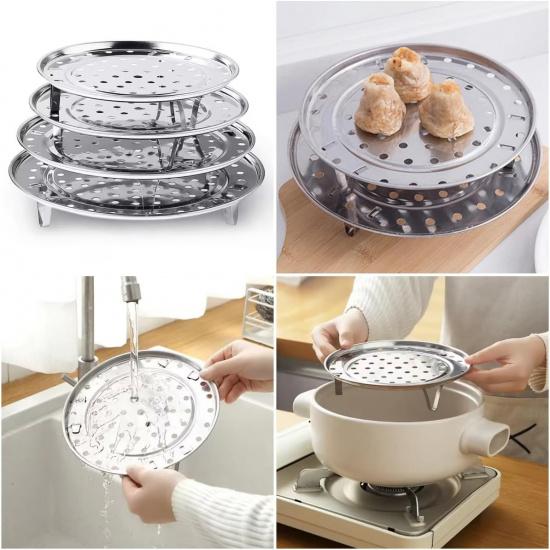 9.5-inch Dia Stainless Steel Steamer Rack with Removable Legs Vegetable Steamer Basket for Pot Steaming Baking