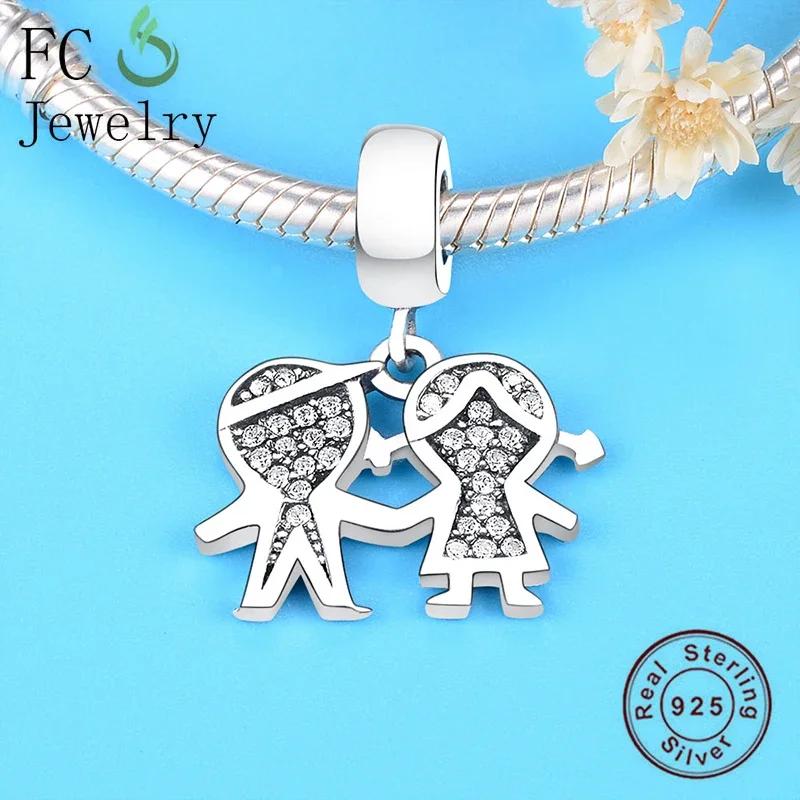 FC Jewelry Fit Original Pan Charms Bracelet Authentic 925 Silver Little Boy Girl Son Daughter Bead Pendant For Women Berloque
