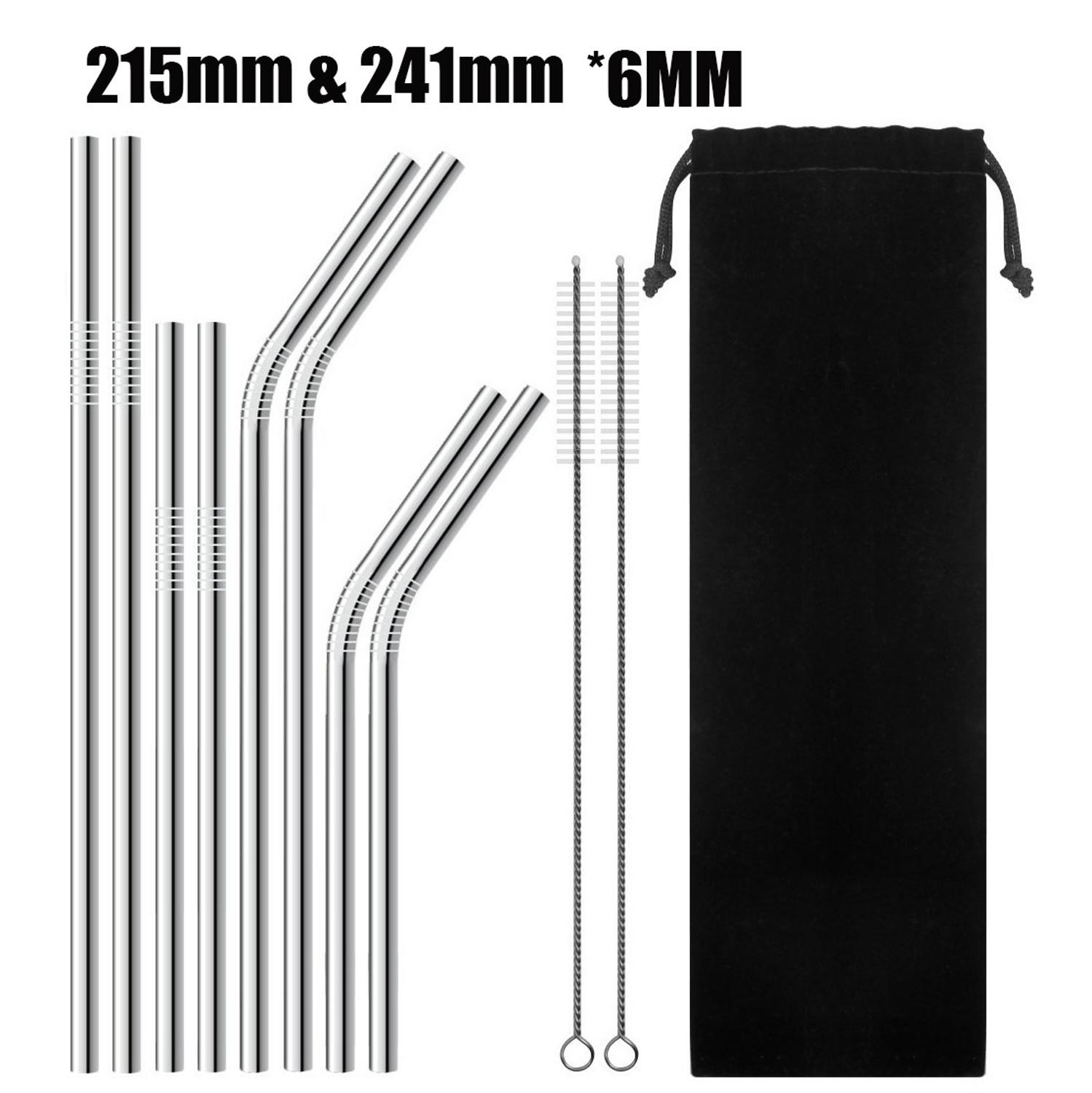 

UPORS 4/8Pcs Reusable Drinking Straw High Quality 304 Stainless Steel Metal Straw with Cleaner Brush Wholesale