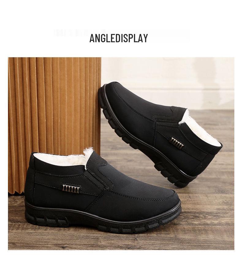 Men's Winter Fleece-Lined Non-Slip Cloth Shoes for Elderly - Warm, Thick Soft Sole Cotton Boots
