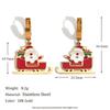 European-American Fashion Cartoon Santa Sleigh Earrings, 18K Gold Plated Stainless Steel, Christmas Drop Oil Design.