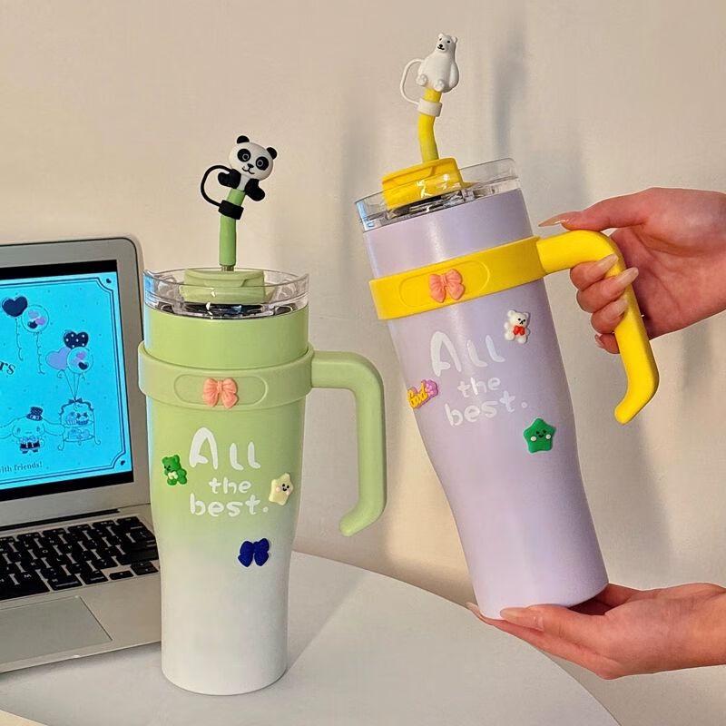 Anmu isolierter Trinkbecher mit Strohhalm, großes Fassungsvermögen