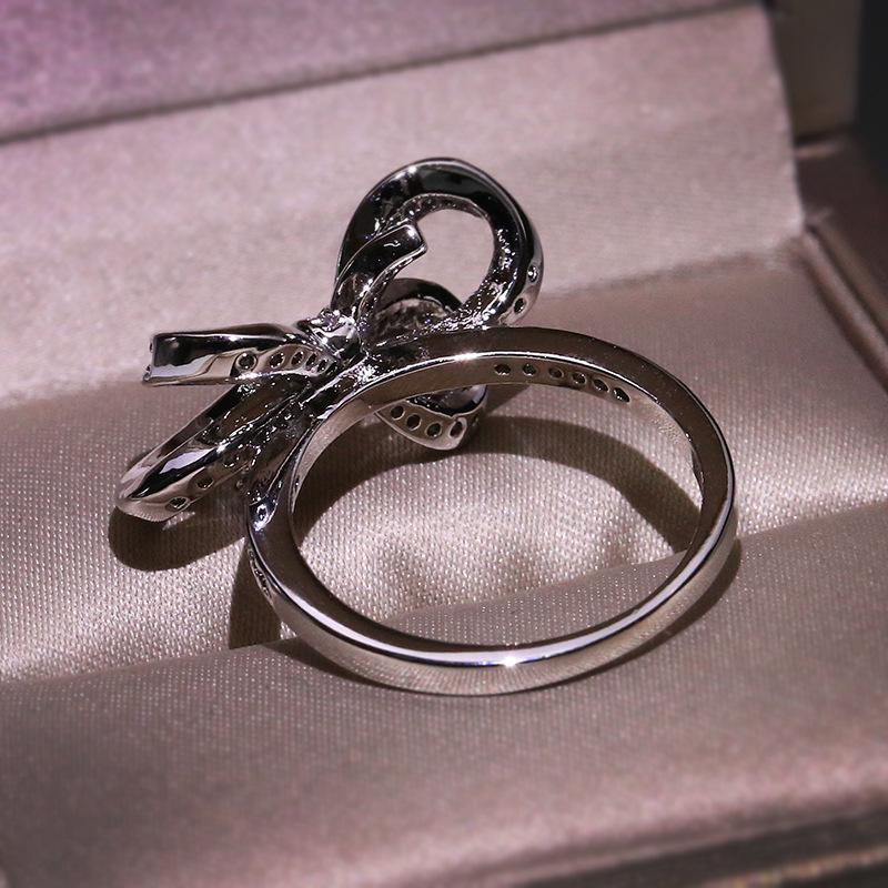 Newest Bow knot white zircon Jewelry Palace Bow knot Anniversary Cubic Zircon Rings for Women Jewelry Fine Jewelry