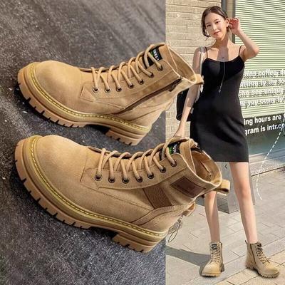 Martin Boots Women's 2025 New Spring and Autumn Retro Leather Heightening Tooling Boots Outdoor Single Boots Popular Thick-soled Short Boots