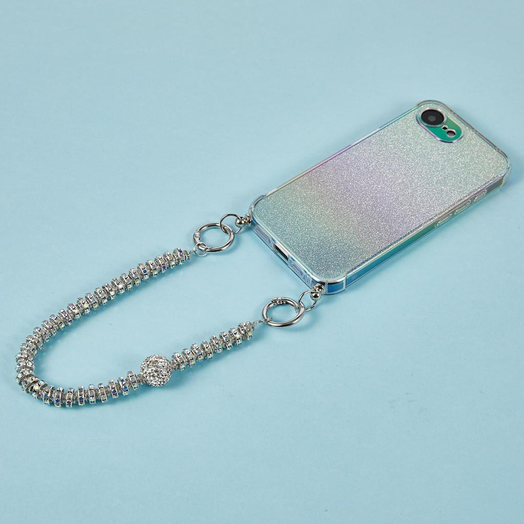 For iPhone 16e Case Gradient Glitter TPU Protective Phone Cover with Wrist Strap