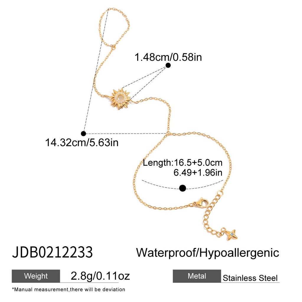 Youthway Delicate Moon Star Sun Necklace Earrings Bracelet Ring For Women 18K Gold PVD Plated Stainless Steel Jewelry Set Gift