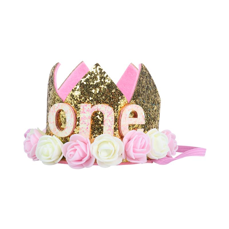 Baby Birthday Party Hat Crown 1 2 3 Year Baby Girl Princess Crown Headband Baby Shower First 1st Happy Birthday Party Decor Kids