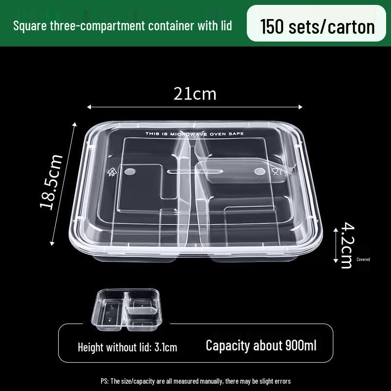 

Disposable Rectangular 3-Compartment Food Container