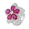 Jewelry Accessories Open-door Rings Lucky Five-star Flower Red Zircon High-end Fashion Style Women