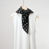 New Korean Version Simple Black and White Polka Dot Silk Small Square Scarf Women's High-grade Mulberry Silk Cotton Blended Silk Scarf
