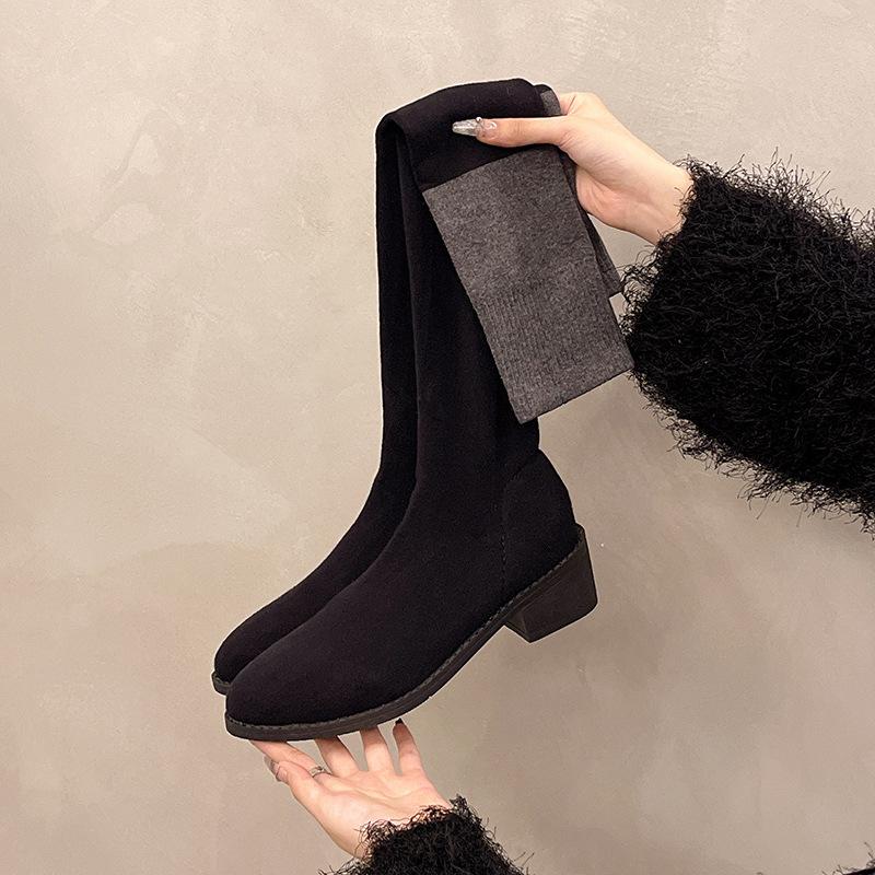 Autumn and winter new large-size fashion boots thick-soled thin boots socks boots over the knee elastic boots women