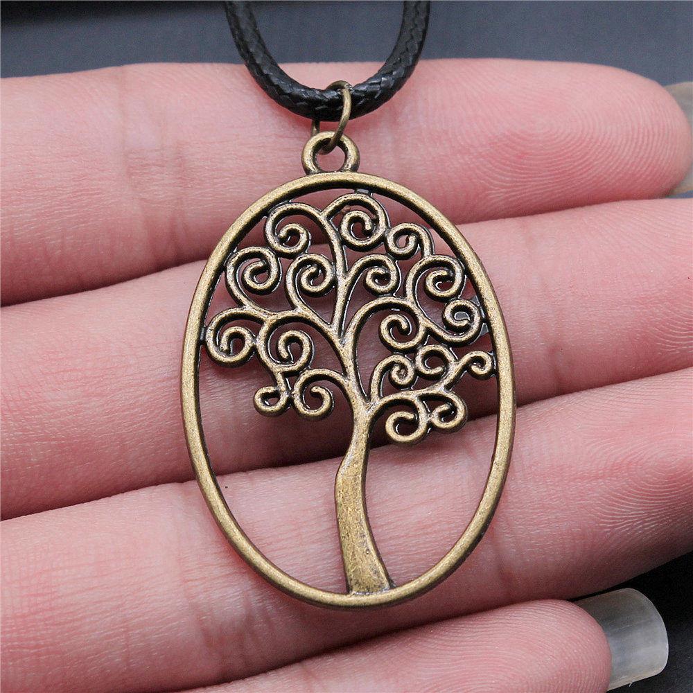 Tree of Life Nature Growth Pendant Antique Bronze Metal Daughter Choker Necklace Trendy Gift
