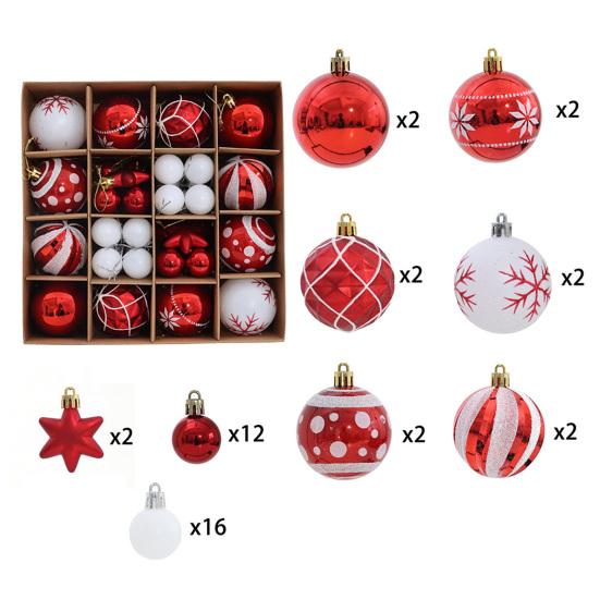 42 Buc. Ornamente Pictate pentru Globuri de Crăciun Set Decor Agățat din Plastic pentru Brad și Petrecere Incasabile Ușoare Festive Decor de Casă