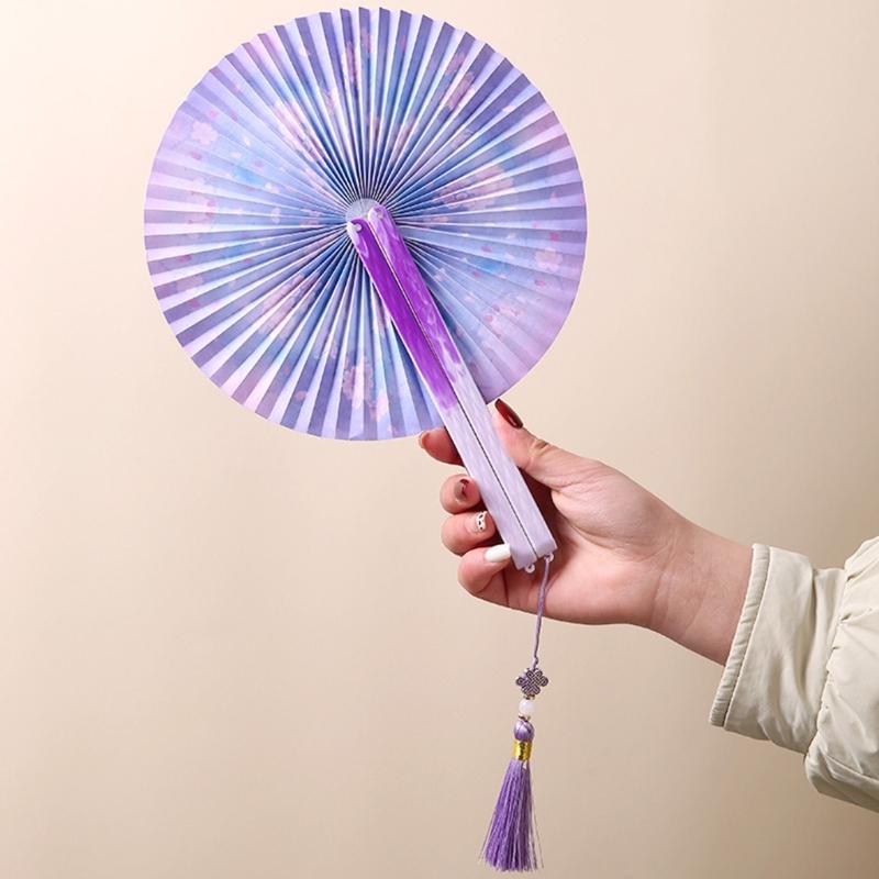 Handheld Hand Fan With Pendant Magnetic Folding Fan For Women Vintaged Shape Paper Fan For Weddings And Decorations