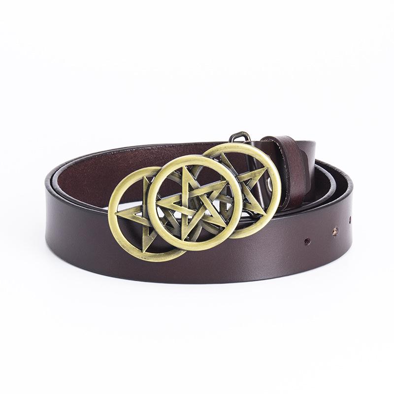 Men's Trendy Five-Star Leather Belt - European & American Celtic Classic Design