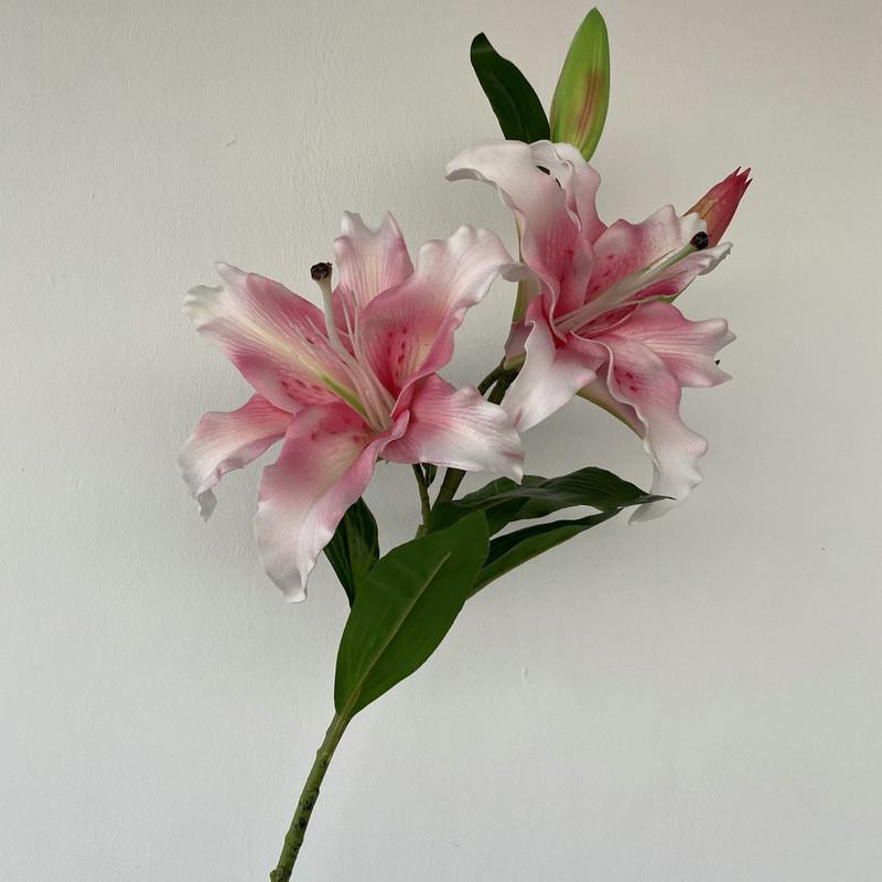 Long Pu Fourhead Lilies Artificial Flower Bouquet For Wedding And Home Decor