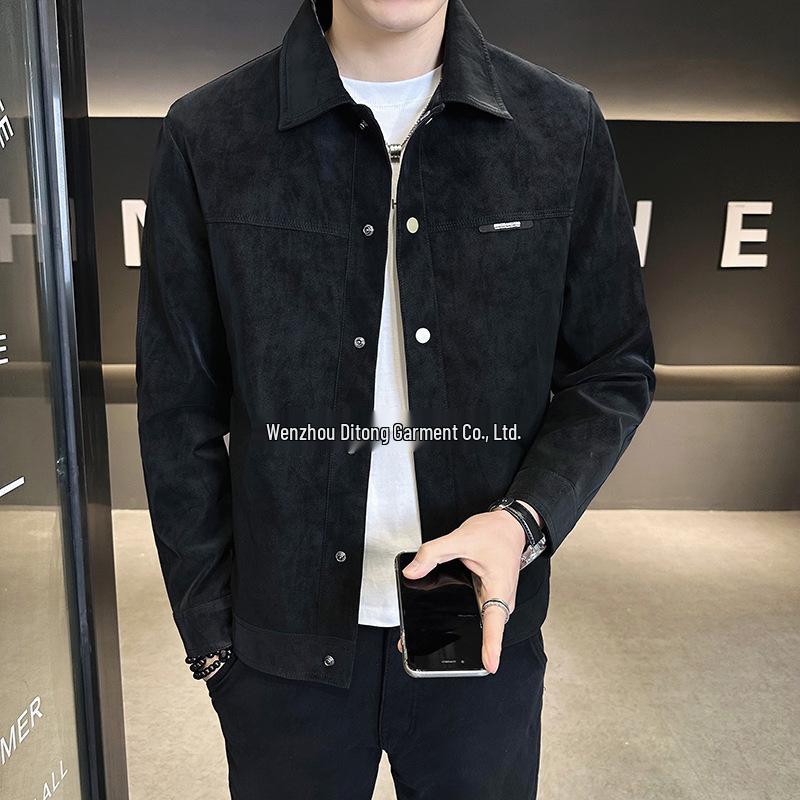 Men's 2026 Autumn/Winter Suede Lapel Jacket - High-End Trendy Plush Coat