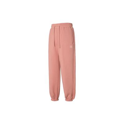 Einfarbige Logo-Kordelzug-Fleece-gefütterte lockere Strick-Schweißhose Damen Unterteile Rosa FB5114-618