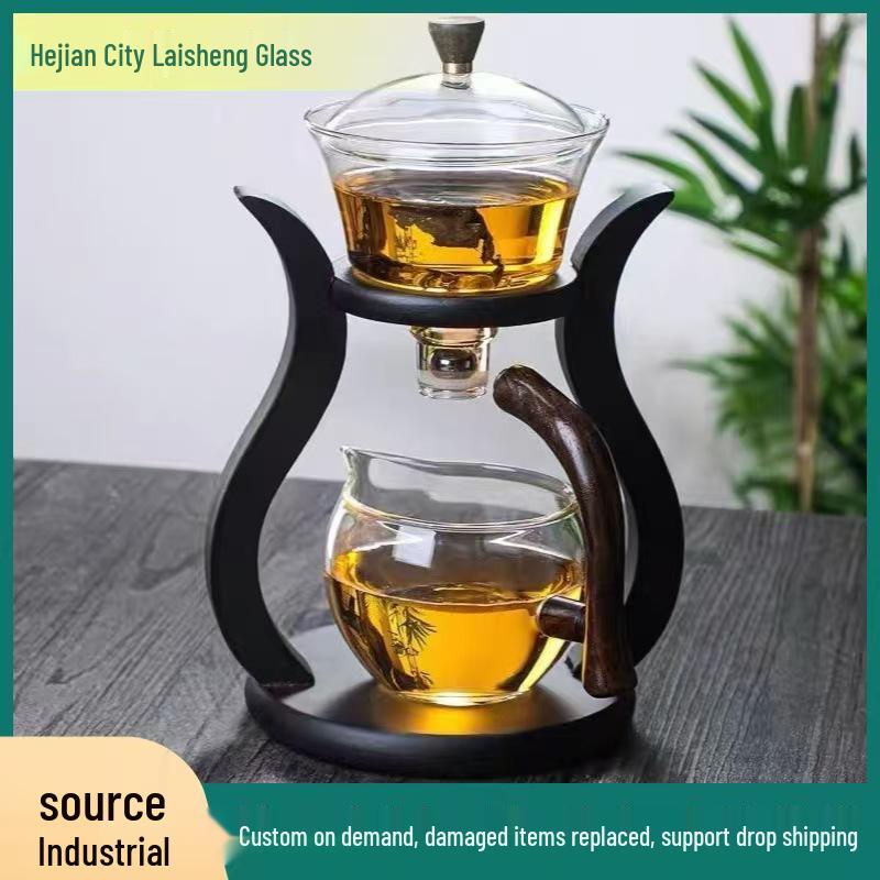 Lazy Kung Fu Tea Set: High Borosilicate Glass Automatic Tea and Water Separator with Magnetic Suction