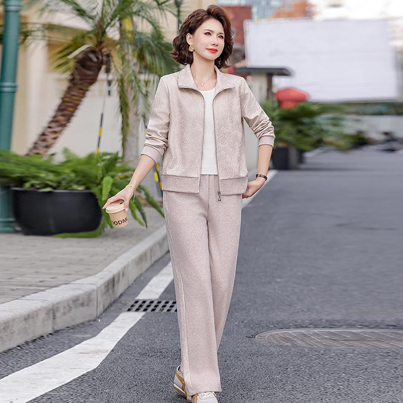 

Chic Spring/Autumn Two-Piece Set: Trendy Jacket & Wide-Leg Pants for Women, Youthful Style 2026 XL [For 80-100 lbs] абрикосовий
