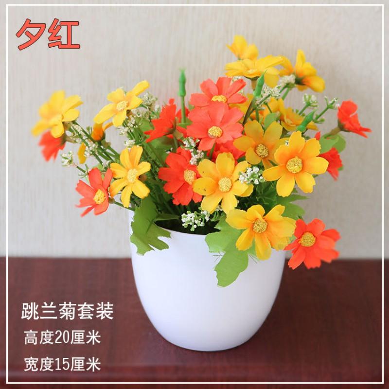 Artificial Silk Flower Potted Plant Desktop Decor Home Office Interior Styling Small Fake Floral Arrangement